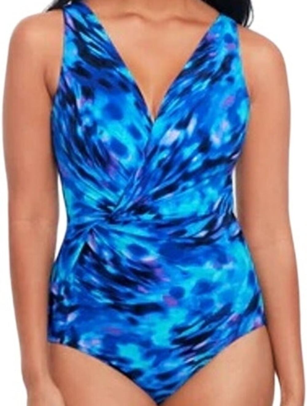 Miraclesuit Cloud Leopard Esmerelda One Piece Swimsuit Surplice Summer Blue 10